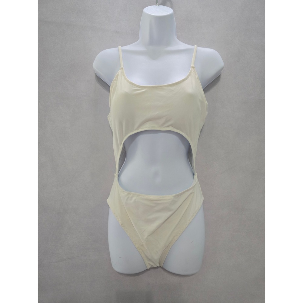 White One Piece 90s Y2K Swimsuit Beach Vacation Resort Sexy Large